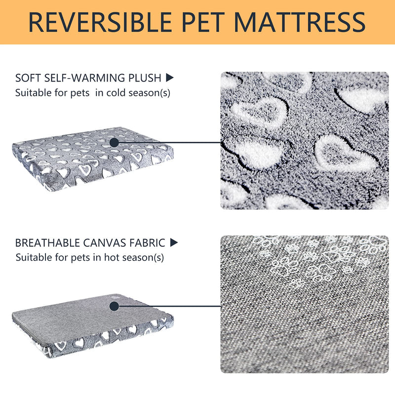 VANKEAN Dog Crate Mat Reversible Cool and Warm, Stylish Dog Bed for Crate with Waterproof Inner Linings and Removable Machine Washable Cover, Firm Support Dog Pad for Small to XX-Large Dogs, Grey S(24 x 18 x 3") - BeesActive Australia