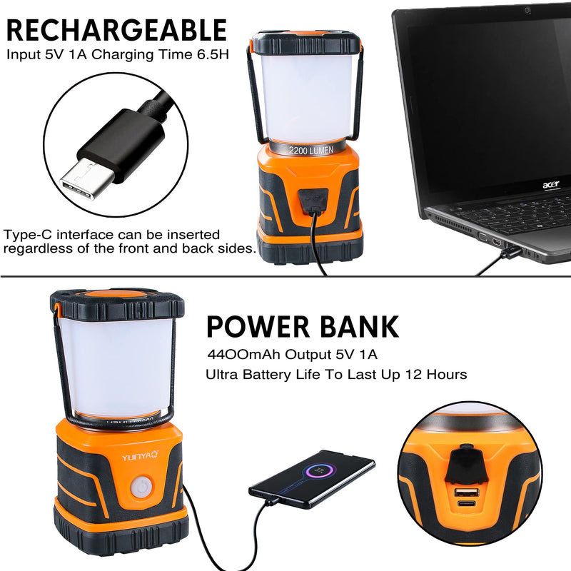 LED Camping Lantern Rechargeable,Camp Lanterns for Power Outages,4400mAh,4 Light Modes,Lanterns for Home Power Failure,IP44 Waterproof,USB Cable Included - BeesActive Australia