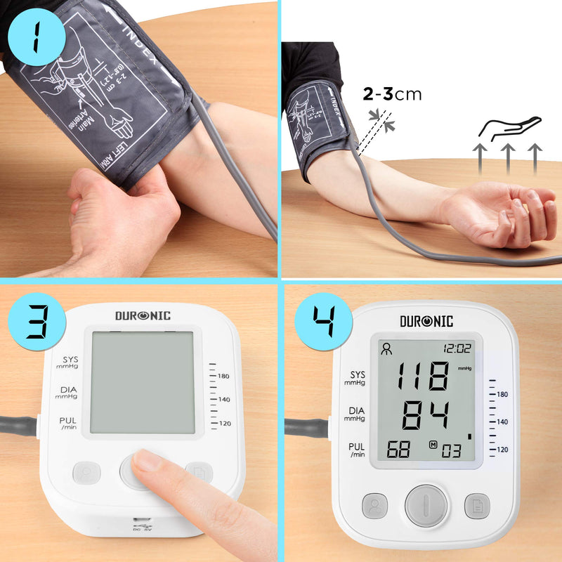 Duronic Blood Pressure Monitor Automatic Electric Upper Arm Machine BPM200 | Professional & Home Use | Medically Certified | Large Digital LCD Display | 1 or 2 User | 99 Record Memory | 22cm-36cm Cuff - BeesActive Australia