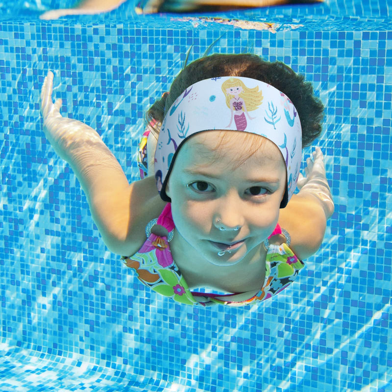 6 Pieces Waterproof Swimming Headband Kids Adults Wider Swimming Ear Band Swim Bands for Ears Toddler Swim Earplugs Mermaid - BeesActive Australia