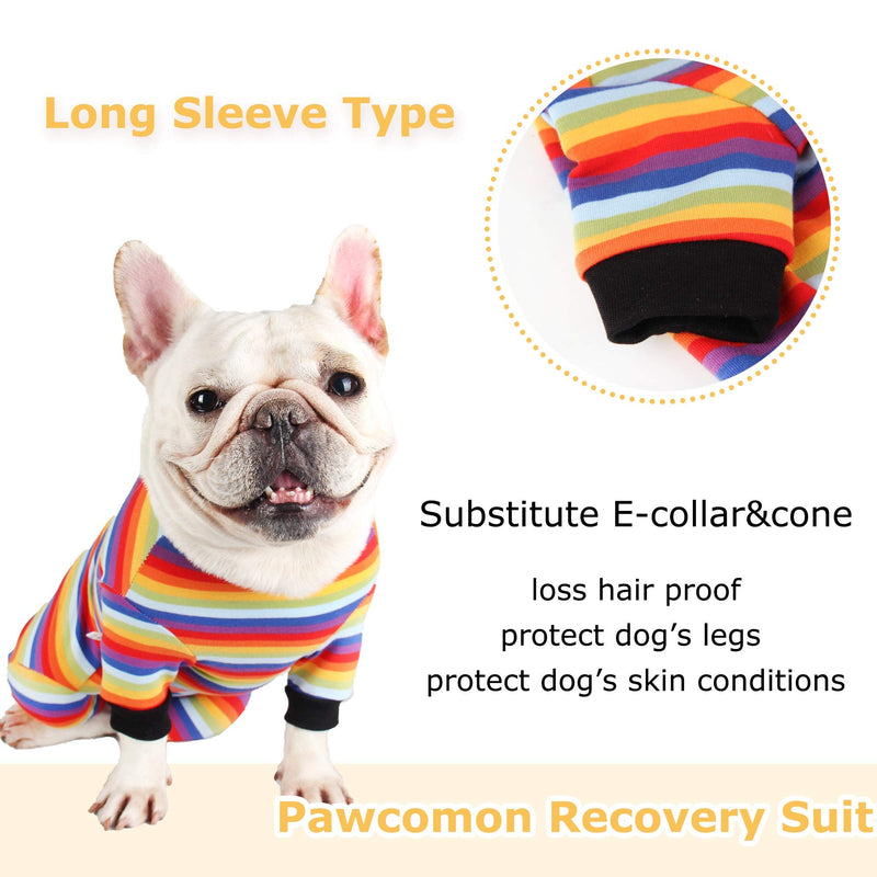 Pawcomon Recovery Suit for Dog After Surgery,Male Female Pet Onesie Clothes Dog Abdominal Wounds Bandages E-Collar& Cone Alternative,Prevent Licking Surgical Snuggly Suit X-Small Rainbow - BeesActive Australia