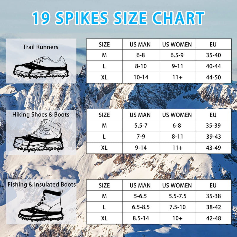 Ice Cleats Walk Traction Cleats Spikes Crampons for Hiking Boots Snow Shoes, Non Slip Ice Cleats for Shoes and Boots Men Women Medium - BeesActive Australia