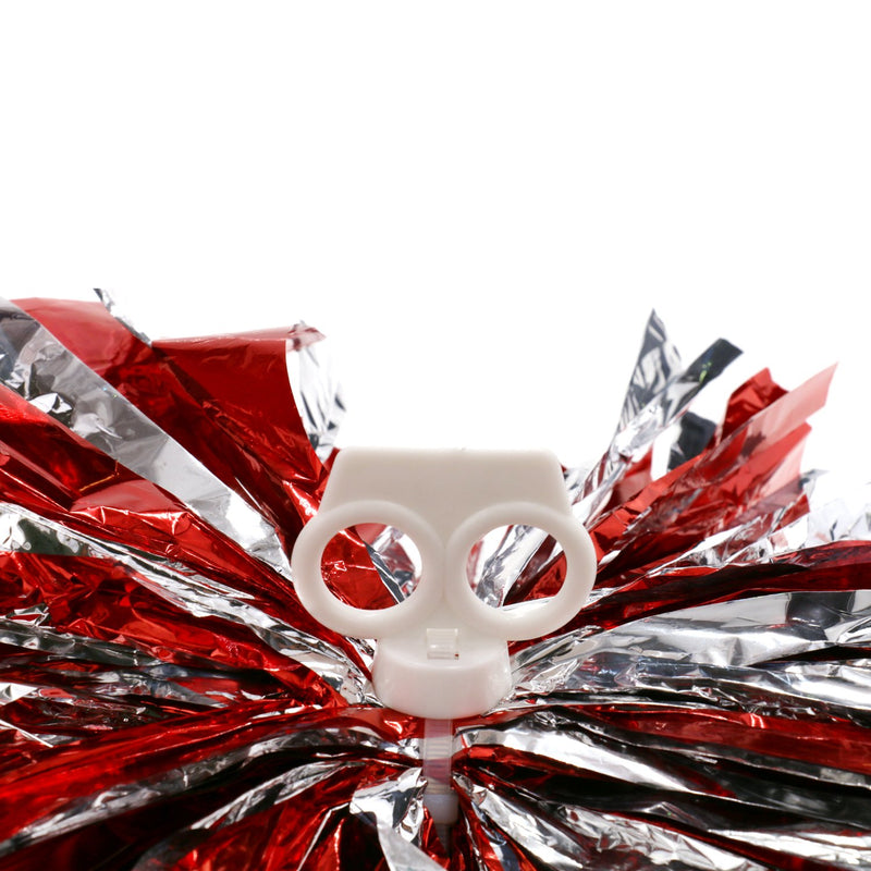 [AUSTRALIA] - Regpre 14 inch Cheerleader pom poms Cheerleading Red Siliver Cheer pom poms Metallic Foil with Ring for Cheering Squad 2 Pack 