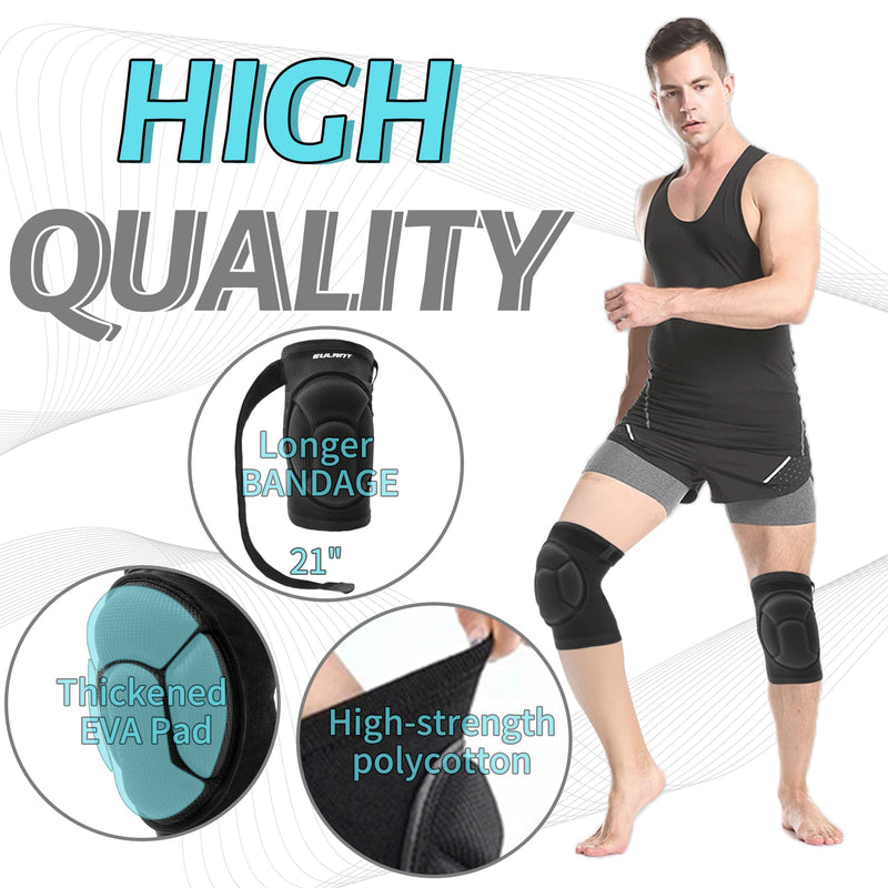 ONTYZZ Knee Pads with Non-Slip Bandage Thickening Anti-Collision EVA Sports Knee Pads for Volleyball Basketball Football Dancing Working Gardening Cleaning Breathable Knee Pads for Men Women Black/L Bandage/black L: Leg circumference=38 - 54 cm - BeesActive Australia