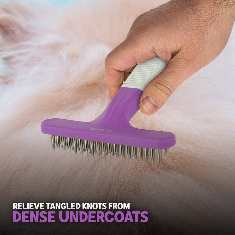 Poodle Pet Bundle - Dematting Fur Rake Comb Brush Tool for Detangling Matted or Knotted Undercoat and Dog Grooming Rake Gentle Dematting Tool to Remove Loose or Tangled Hair From Undercoat - BeesActive Australia