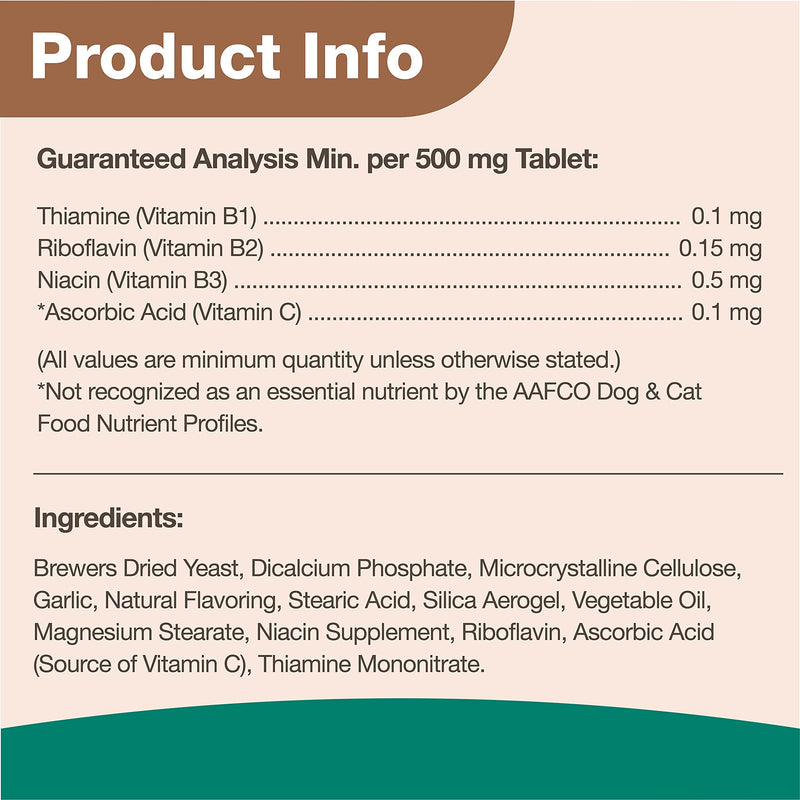 NaturVet – Brewer’s Dried Yeast Formula with Garlic Flavoring – Plus Vitamins – Supports Healthy Skin & Glossy Coat –Fortified with B-1, B-2, Niacin & Vitamin C –for Dogs & Cats 500 Tablets - BeesActive Australia
