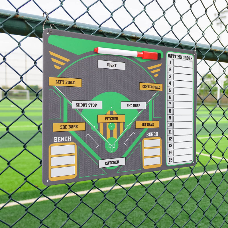 Sherr 15.7'' x 12'' Magnetic Dugout Board Baseball Magnetic Line Up Board with 60 Lineup Cards, 4 Erasable Marker Pens and 3 Hanging Fence Hooks for Dugout Baseball Coaching Accessories Dugout Display - BeesActive Australia