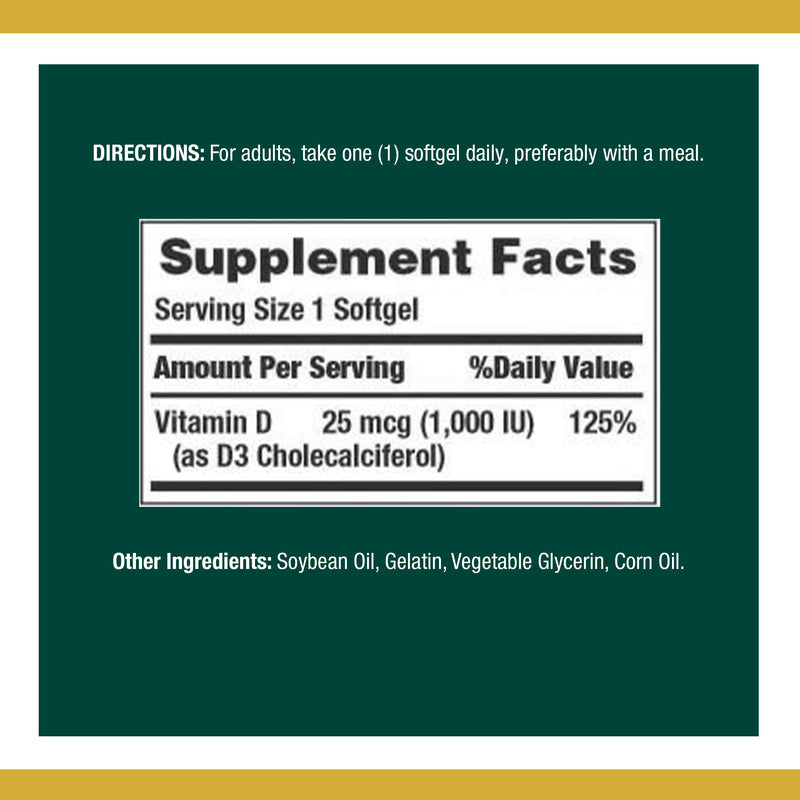 Vitamin D by Nature’s Bounty for immune support. Vitamin D provides immune support and promotes healthy bones. 1000IU, 250 Softgels 250 Count (Pack of 1) - BeesActive Australia