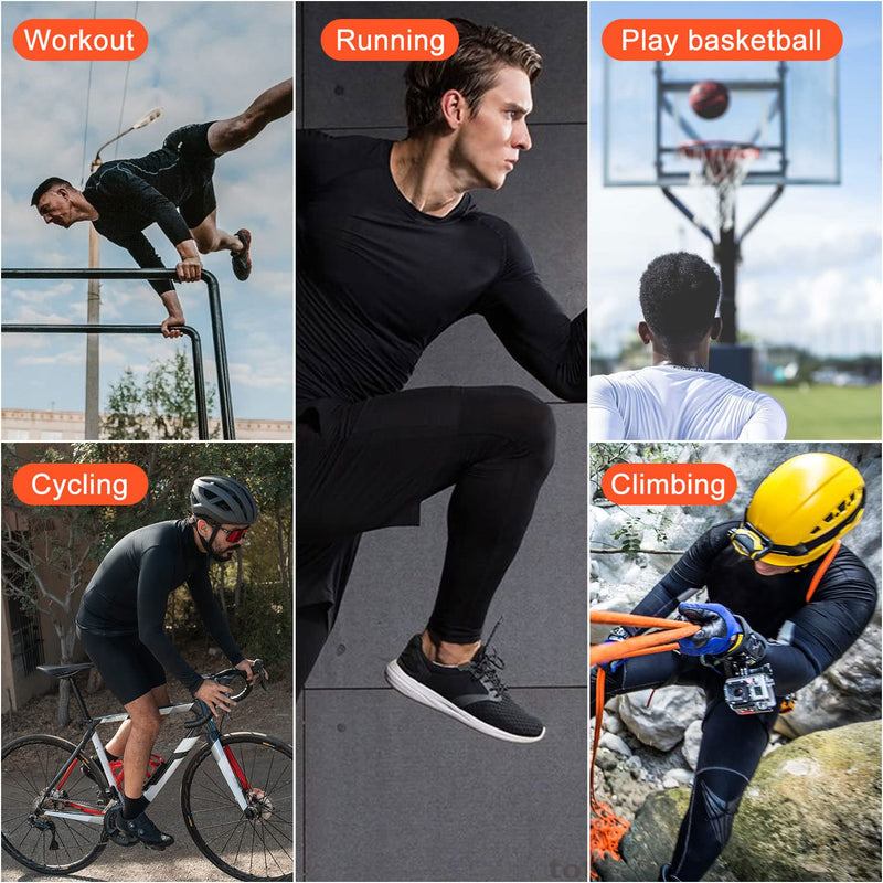 Odoland Men's 3 Pack Cool Dry Compression Shirts, Long Sleeve Athletic Workout Sports Base Layer Tops Fitness T-Shirts Black/ Grey+black/ White Large - BeesActive Australia