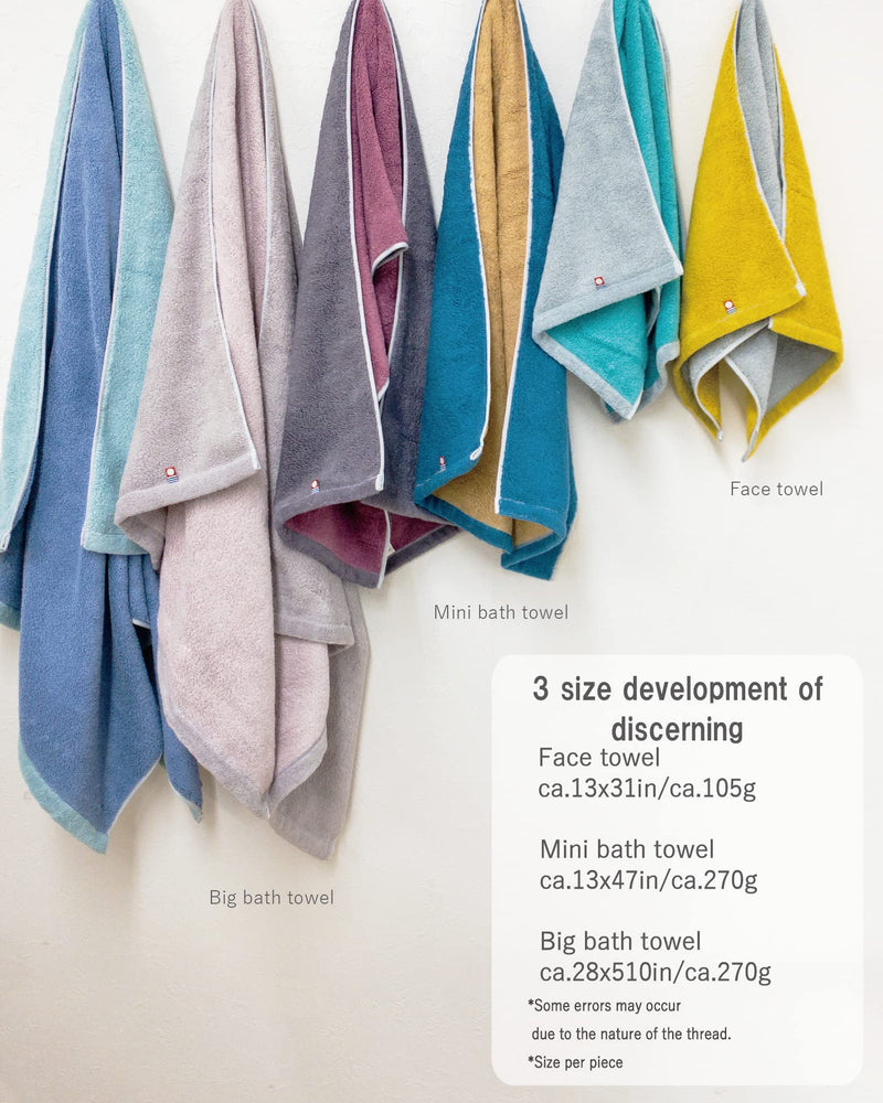 Imabari Towel Riversible Hand Towel Made in Japan Set of 2 Thick Absorbent Quick-Dry 100% Cotton (Face Towel, Mimosa×Gray) Face towel - BeesActive Australia