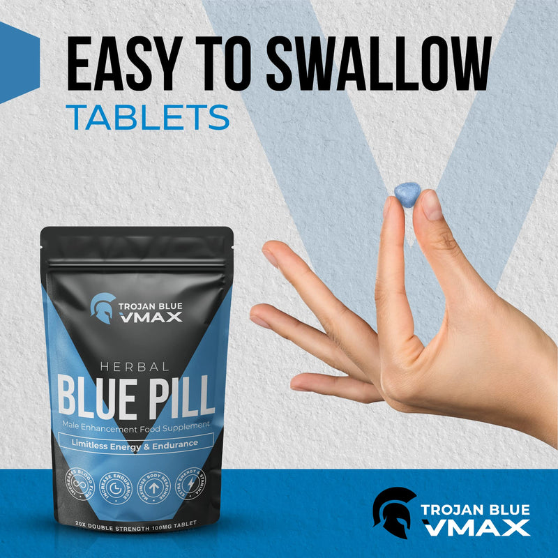 20x Trojan Blue Vmax | Herbal Supplement Blue Pills for Men | High Strength Performance Powerful Fast Acting Long Lasting Results | Enhancing Male Stamina & Endurance Booster Tablets - BeesActive Australia