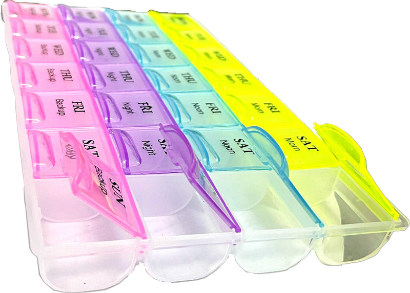 Weekly Pill Box 7 Day 28 Compartments Tablet Organiser with Labels Requisite Needs - BeesActive Australia