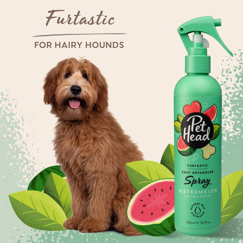 PET Head Dog Spray 300ml, Furtastic, Watermelon Scent, Knot Detangler, Best Pet Spray for Smelly Dogs, Care for Long, Tangly Curls & Coats, Professional Waterless Grooming, Gentle Formula for Puppies - BeesActive Australia