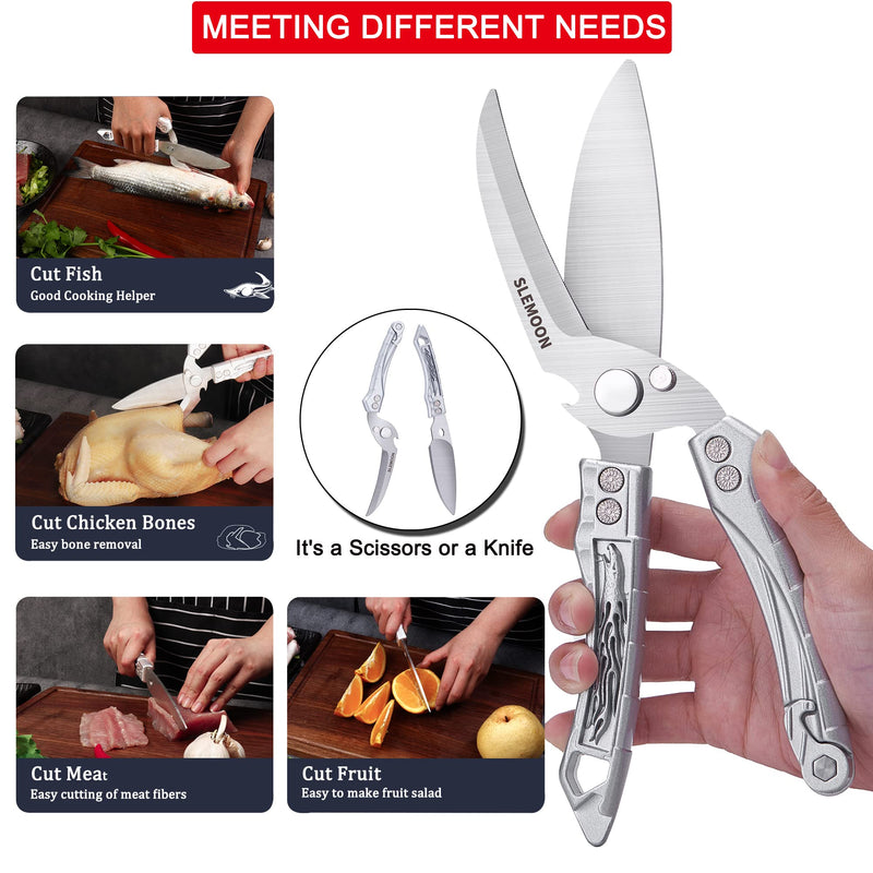 SLEMOON Kitchen Shears Heavy Duty Poultry Shears Meat Cutting Dishwasher Safe and Stainless Food Kitchen Scissors for Chicken Turkey Thanksgiving,Brass Z-brass - BeesActive Australia