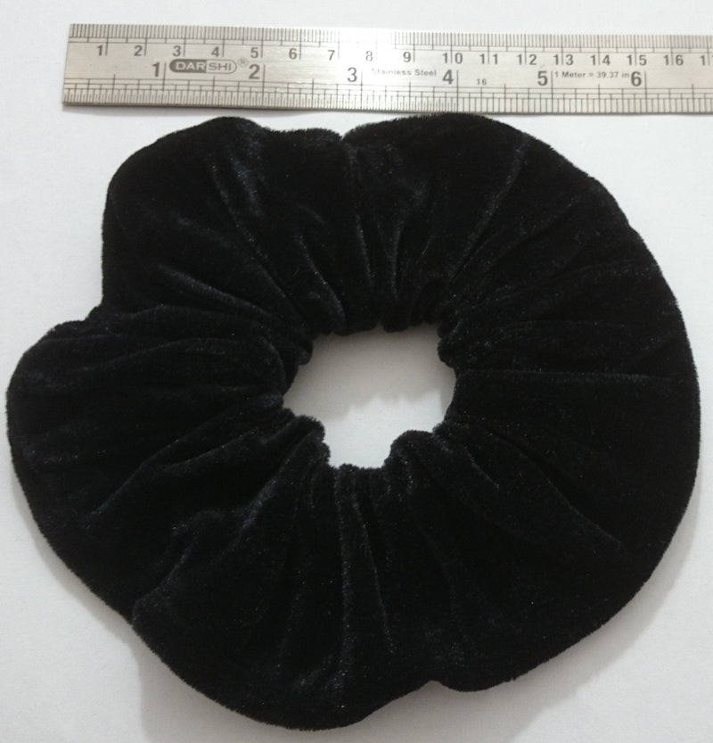 AADYA® Pair of Extra Large (15CM) Velvet Hair SCRUNCHIES Elastic Scrunchy Hair BOBBLES (Black) Black - BeesActive Australia