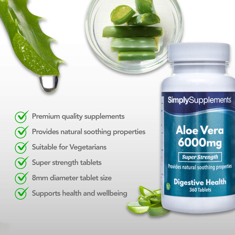 Aloe Vera Tablets 6000mg | Vegan & Vegetarian Friendly | 360 Tablets | Manufactured in The UK - BeesActive Australia