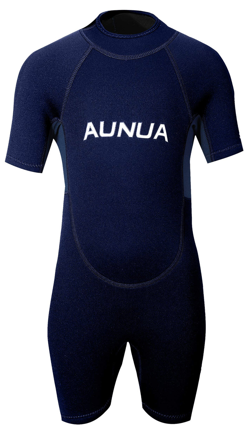 [AUSTRALIA] - Aunua Children's 3mm Youth Swimming Suit Shorty Wetsuits Neoprene for Kids Keep Warm NavyBlue 12 