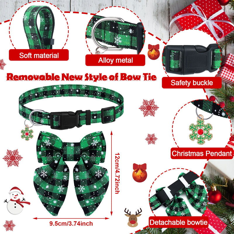 4 Pcs Christmas Dog Collar with Bowtie Adjustable Plaid Dog Collar Red Green Soft Holiday Dog Collars with Removable and Plastic Buckle Bow for Male Female Small Medium Large Dogs Pets - BeesActive Australia