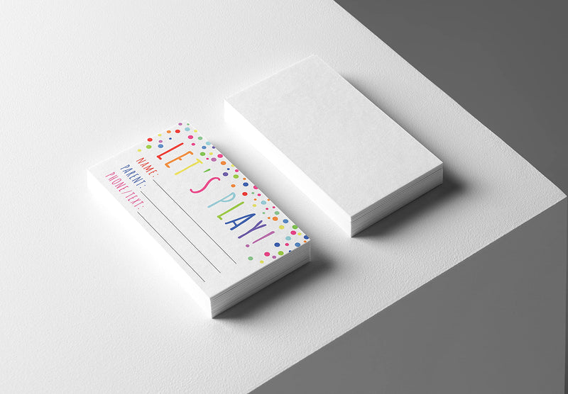 Let's Play Card Play date cards for kids Kids Calling Cards Keep in touch cards Mommy Contact card Pack of 100 - BeesActive Australia