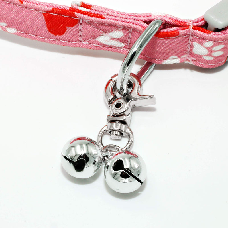 KITTAIL Bells for Dog Collars - 2 Pack Stainless Steel Bell Necklace for Dogs & Cat - Pet Pendant Accessories Training Collar Charm with Heavy Duty Snap Clips Silver & Pink - BeesActive Australia