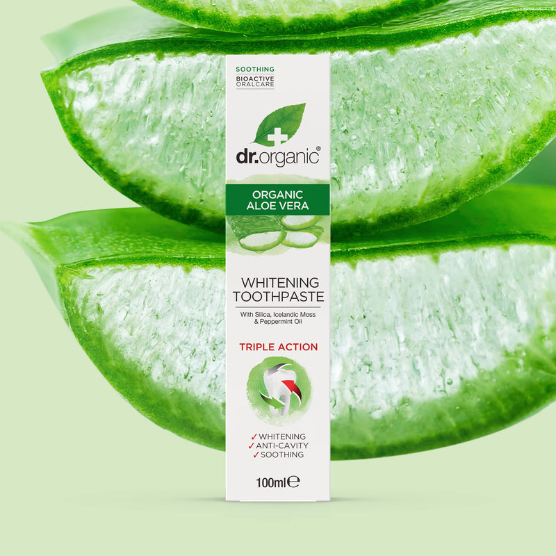 Dr Organic, Organic Aloe Vera Toothpaste, Natural , Vegan , Cruelty Free , Paraben & SLS Free , Whitening, Anti Cavity , Fresh , 100ml - BeesActive Australia
