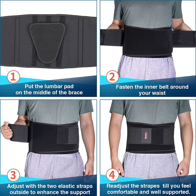 FEATOL Back Brace for Lower Back Pain, Back Support Belt for Women & Men, Breathable Lower Back Brace with Lumbar Pad, Lower Back Pain Relief for Herniated Disc, Sciatica, Large Size/ X Large Size (Waist :30''-38.6'') Black Large/X-Large (Pack of 1) - BeesActive Australia