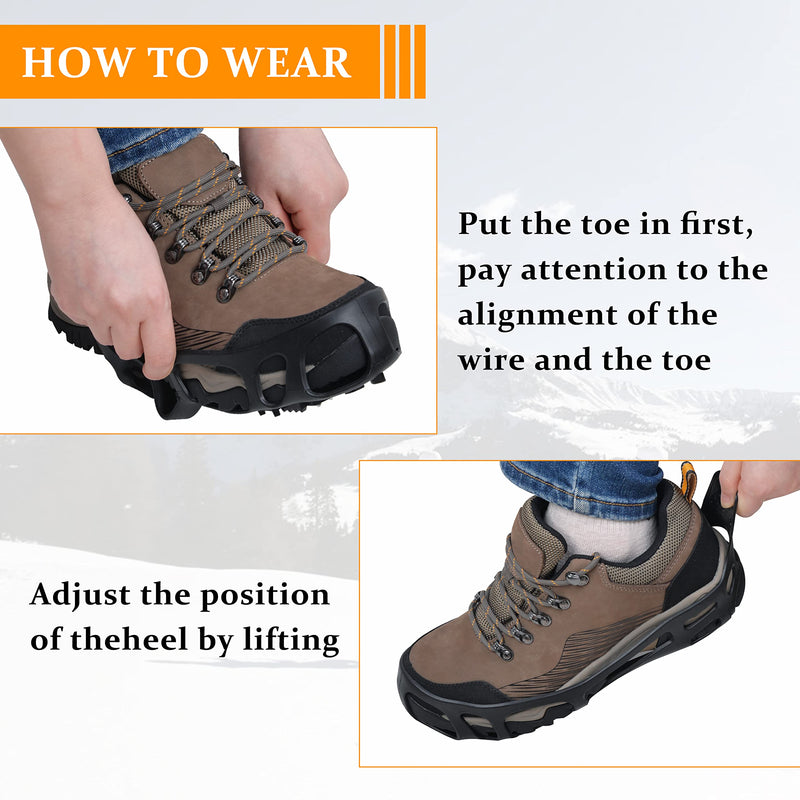 JOGFFDE Ice Cleats for Shoes and Boots - Snow Walk Traction Cleats Crampons 24 Spikes Anti Slip Crampons for Women Men Walking on Snow and Ice Small(3.5-5/Men 5.5-7/Women) - BeesActive Australia