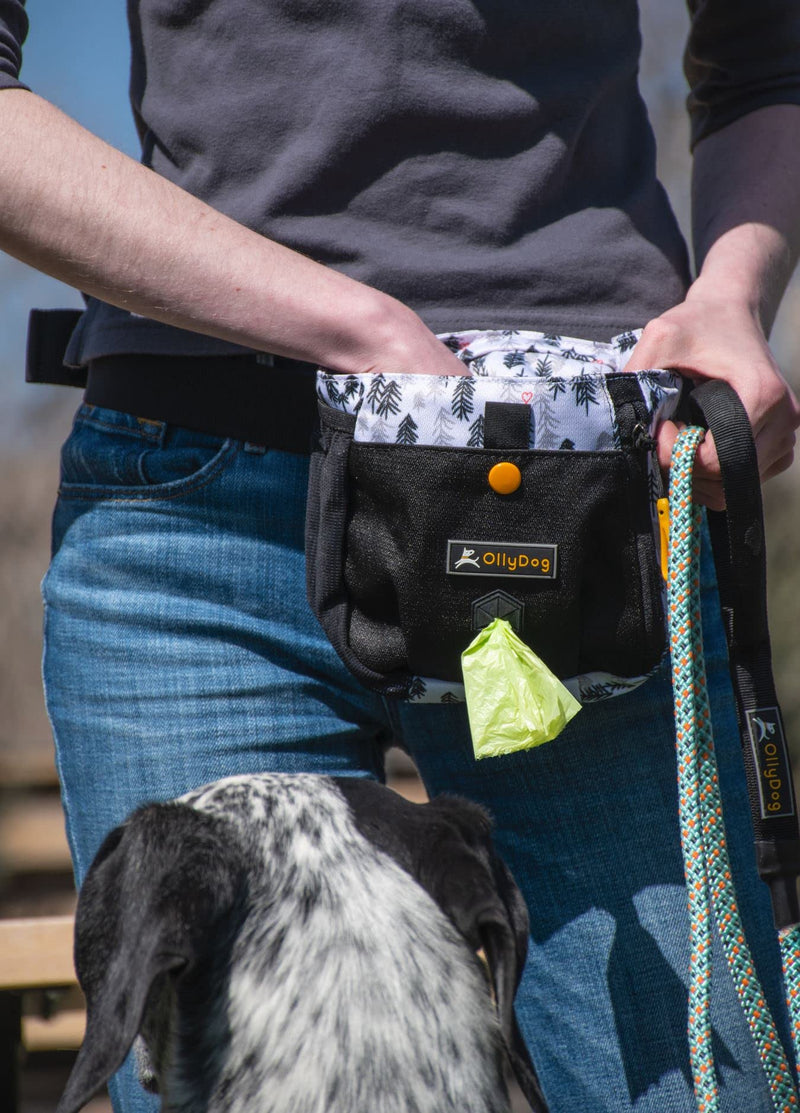 OllyDog Backcountry Day Bag, Fanny Pack, Dog Treat Pouch, Hands-Free for Training, Hip Pack with Built-in Poop Bag Dispenser, Removable Waist Belt Clip, Travel Dog Treat Container Tree Hugger - Night - BeesActive Australia