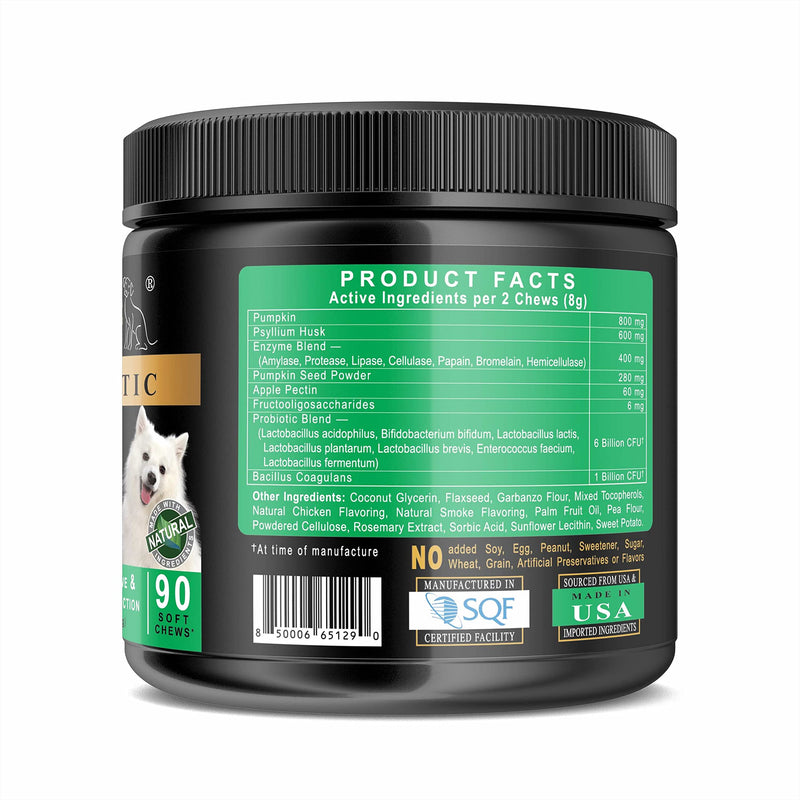 Deluxe Naturals Probiotics for Dogs | All-Natural Dog Probiotic Supplement with Enzymes, Prebiotics, Pumpkin | Promotes Digestive Health, Improves Allergy & Immunity 90 Count (Pack of 1) - BeesActive Australia