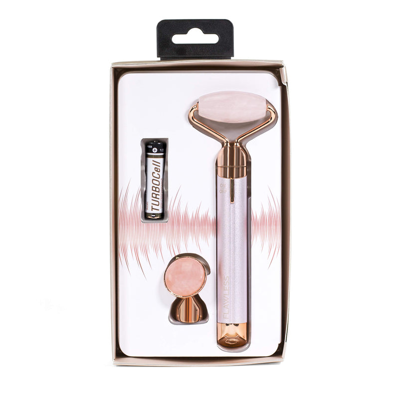 Finishing Touch Flawless Contour Vibrating Facial Roller & Massager, Rose Quartz - BeesActive Australia