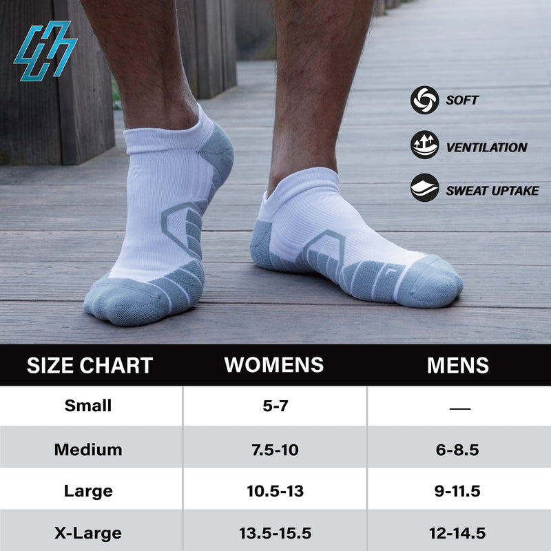 Hylaea Athletic Running Socks Cushion Padded Moisture Wicking Low Cut 3 Pairs Black Grey White Small - BeesActive Australia