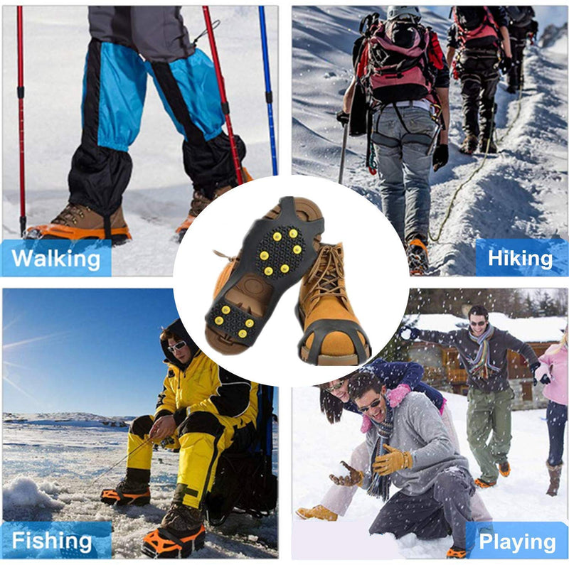 SHEEFLY Crampons Ice Cleats Snow Grips, Ice Grippers Winter Traction Cleats for Shoes and Boots-Anti-Slip Silicone Portable Walk for Women Men Walking Climbing Hiking Fishing,Black Black S-Women(5-7)/Men(3-5)/EU:(31-36) - BeesActive Australia