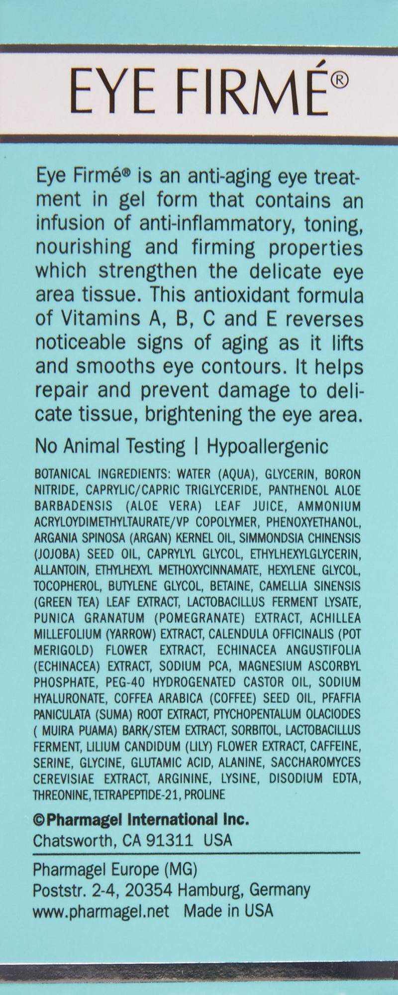 Pharmagel Eye Firme | Eye Gel for Natural Firming, Puffiness, and Wrinkles | Dark Circles Under Eye Treatment | Under Eye Bags Treatment - 1 fl oz - BeesActive Australia