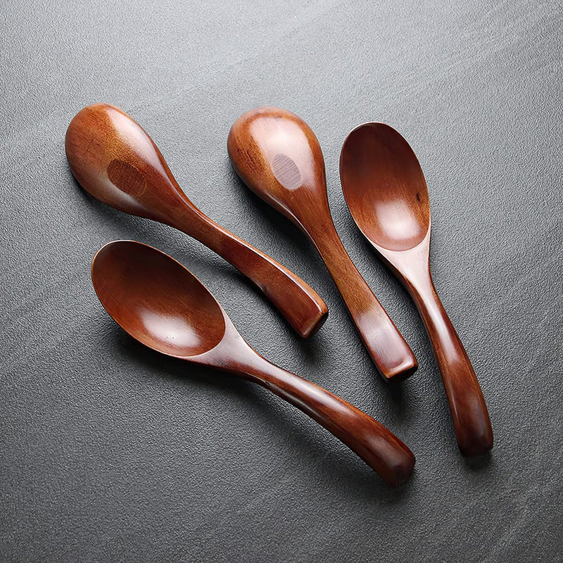 AOOSY Soup Spoons, Wooden Spoons, 4 Pieces Japanese Style LightWeight Table Spoon Kitchen Utensil for Adults - BeesActive Australia