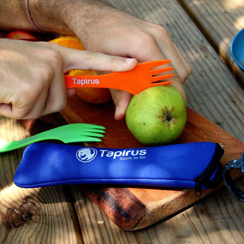 Tapirus 4 Spork to Go Set - Durable and BPA Free Sporks - Spoon, Fork and Knife Combo Utensils Flatware - Mess Kit for Camping, Hunting and Outdoor Activities - Comes in a Carrying Case Orange - BeesActive Australia
