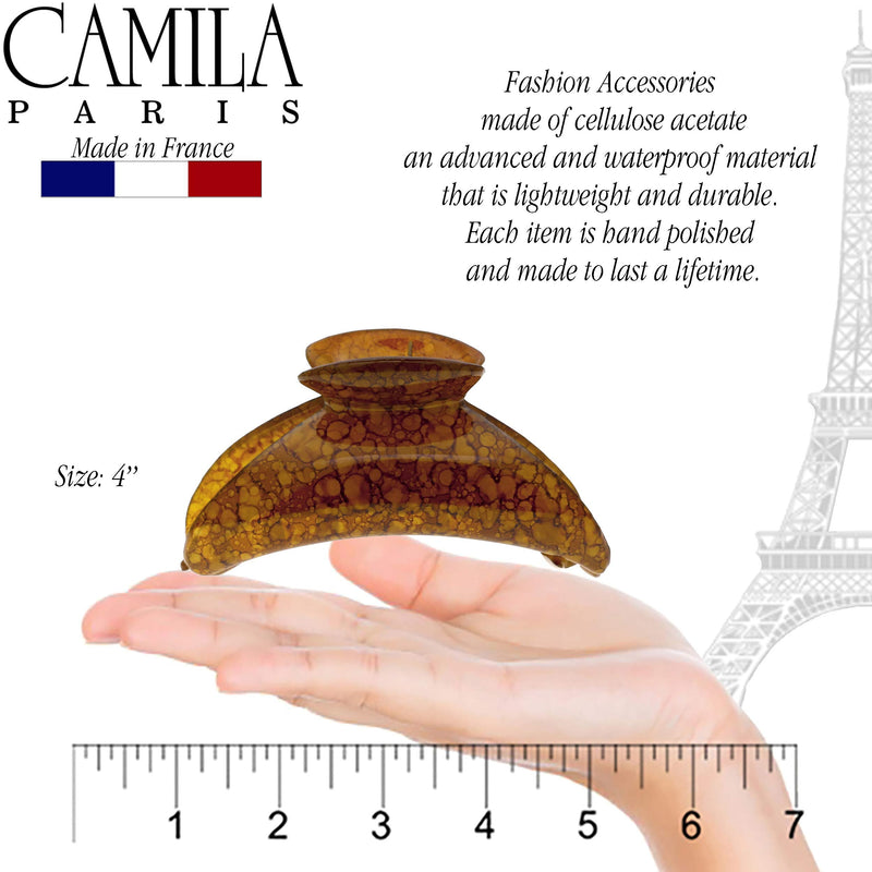 Camila Paris MP925 French Hair Clip for Women Thick Hair for Long Curly Wavy Hair, Girls Hair Claw Clips Jaw, Durable Styling Big Claw Clip for Thick Hair, Strong Hold No Slip Grip, Made in France Granite 4" - BeesActive Australia