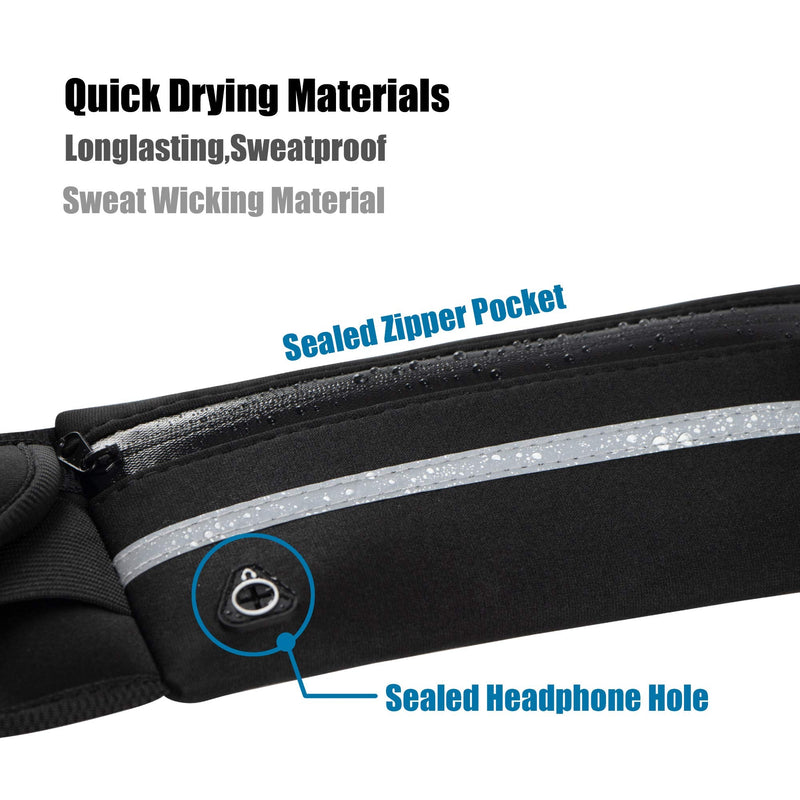 Running Belt Waist Packs,Workout Fanny Pack,Ultra Light Bounce Free Waist Pouch Fitness Workout Belt Sport Waist Pack for Women Men,Adjustable Waistband Bag for All Kinds of Phone (2 Pack-Black+Blue) 2 Pack-Black+Blue - BeesActive Australia