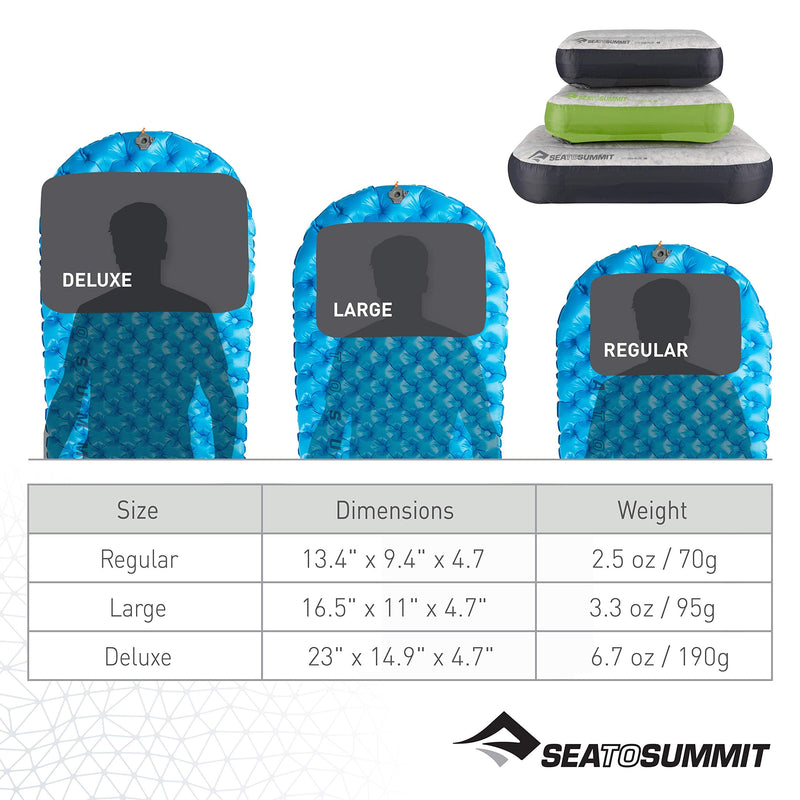 Sea to Summit Aeros Down Inflatable Pillow, Regular (13.4 x 9.4), Grey 1 Count (Pack of 1) - BeesActive Australia