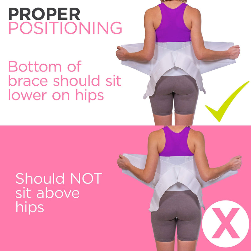 BraceAbility Women's Back Brace for Female Lower Back Pain - Lightweight Soft White Elastic Lumbar Compression Support Belt is Discreet Under Clothes for Ladies, Nurses, Walking (Medium) Medium (Pack of 1) - BeesActive Australia