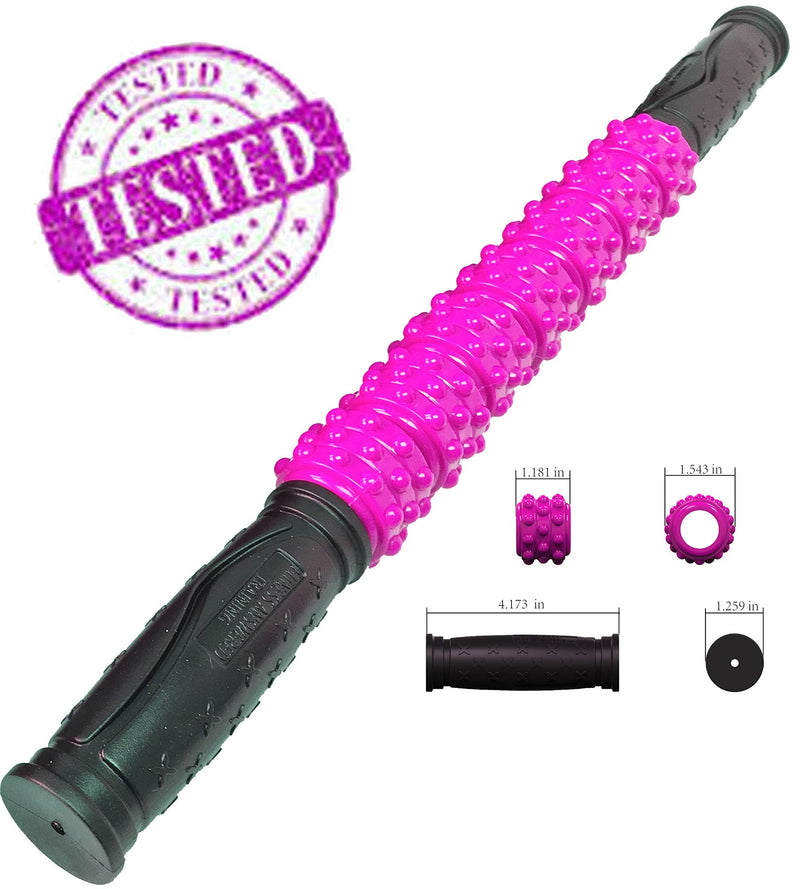 Muscle Roller Stick | Massage Roller Stick | Lymphatic Massager Roller for Muscles - Aids in Body Recovery, Stretching, and Warmup - Elite Hard 17" Pink Elite Hard 17" Pinkv2 - BeesActive Australia