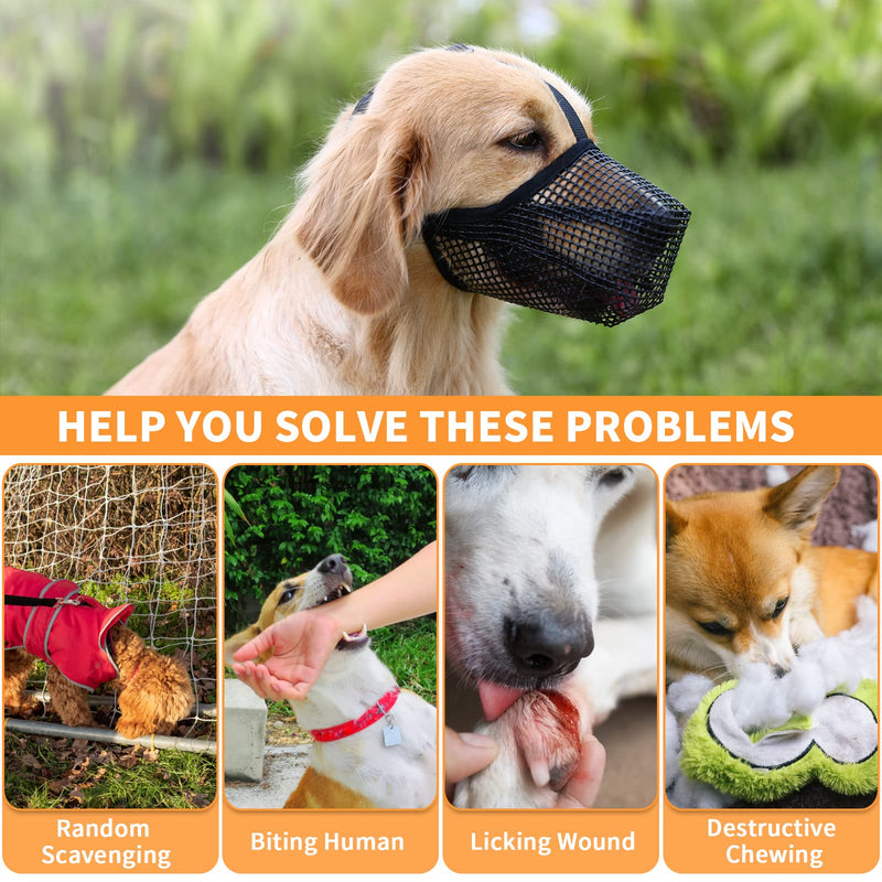 Dog Muzzle, Soft Mesh Dog Mouth Cover with Adjustable Strap for Grooming Biting Chewing Barking Training L - BeesActive Australia