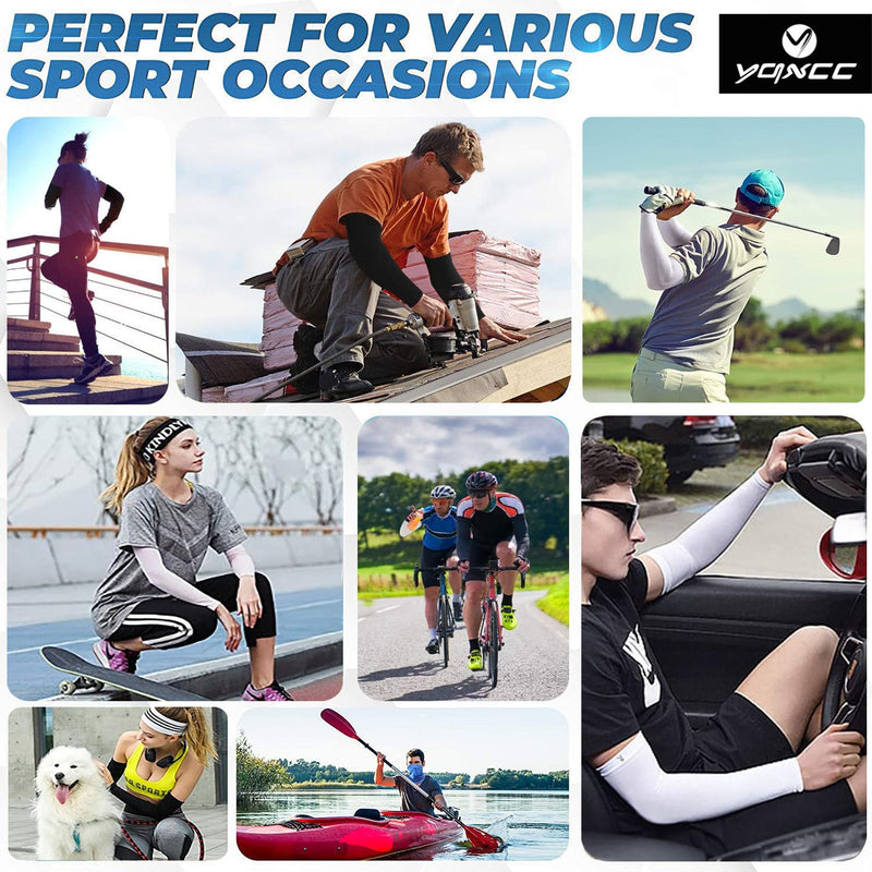 YQXCC 4 Pairs UV Sun Protection Arm Sleeves - Tattoo Cover Up - UPF 50 Sports Compression Cooling Sleeve for Men & Women 4 Pairs Black - BeesActive Australia
