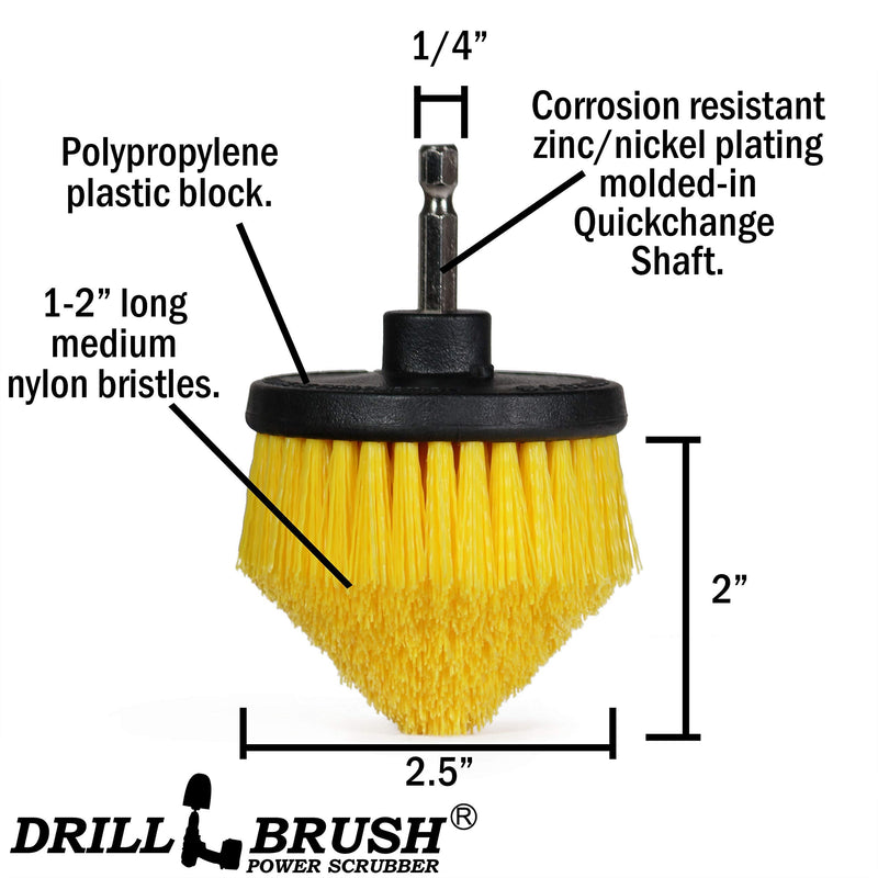 Drill Brush Power Scrubber by Useful Products - Shower Brush - Shower Cleaner - Toilet Cleaner - Bathroom Cleaner - Toilet Brush - Tile Cleaner - Floor Cleaner - Bathroom Accessory Set - Clean Shower Yellow - BeesActive Australia