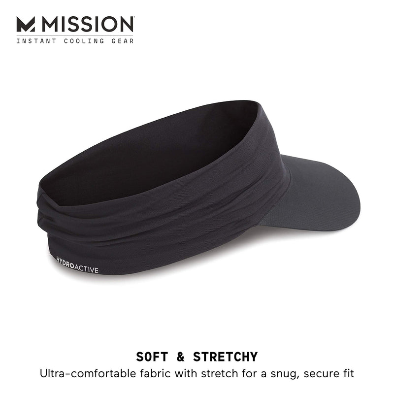 MISSION Cooling Stretchy Visor- Lightweight, No Slip Band, UPF 50 Black - BeesActive Australia