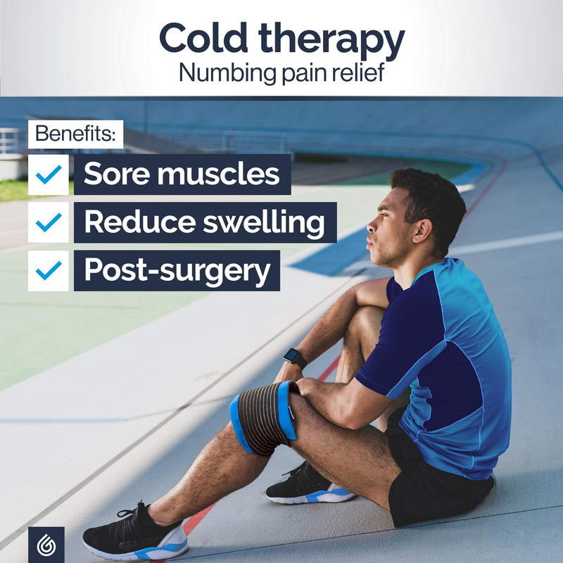 Knee Pain Relief Gel Pack - Hot Cold Ice Packs for Sports Injuries, Reusable Heat Pads (3in1 Compress Wrap fits Ankle, Foot, Elbow) First aid for Reduce Swelling, Replacement Surgery - Gelpacks Direct - BeesActive Australia