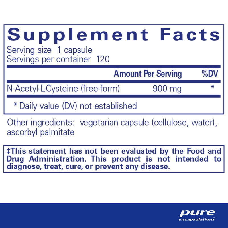 Pure Encapsulations NAC 900 mg - N-Acetyl Cysteine Amino Acid Supplement for Lung & Immune Support, Liver & Antioxidants* - 120 Capsules 120 Count (Pack of 1) - BeesActive Australia