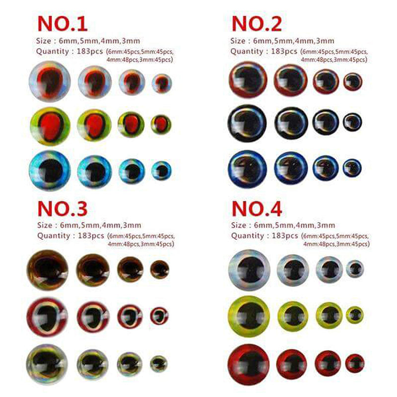 [AUSTRALIA] - AGOOL Fishing Lure Eye - 3D/4D/5D Fly Eyes Lifelike Artificial Realistic Epoxy Fly Tying Lure Holographic Fishing Accessories for Fishing Baits DIY Mixed Color (3mm - 10mm) 549PCS 