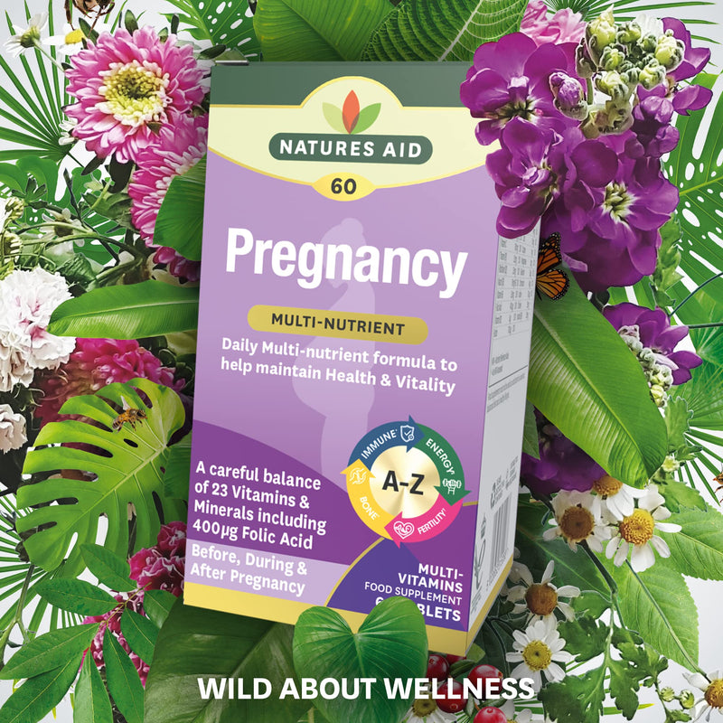 Natures Aid Pregnancy Multi-Vitamins and Minerals Tablets (23 Essential Vitamins and Minerals, 60 Tablets, Before, During and After Pregnancy, Vegan Society Approved, Made in the UK) - BeesActive Australia