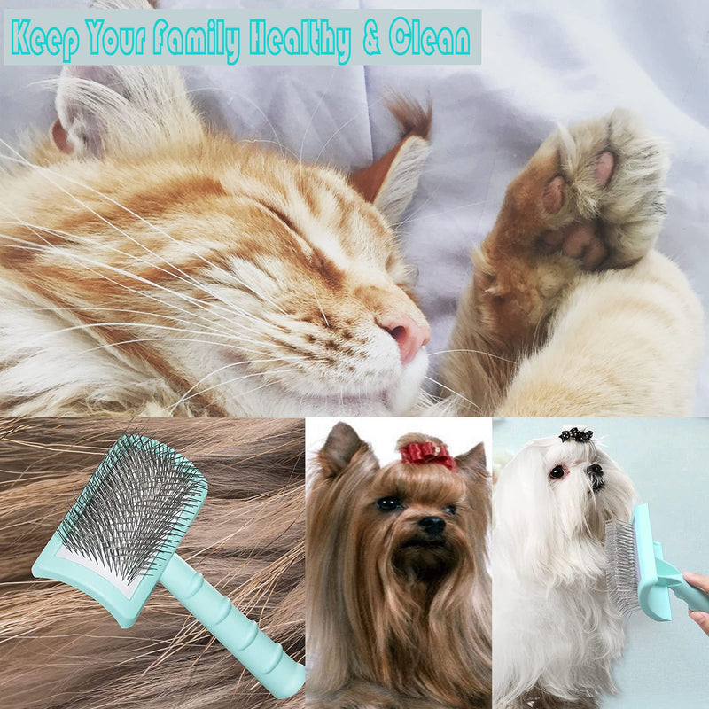TinyPoint Large Slicker Brush for Dogs,Cats,Extra Long Pin Shedding Brush for Long Haired Dog,Cat, Pet Grooming Wire Brush for Thick Undercoat Curly Hair,25mm(1"),Green Green - BeesActive Australia