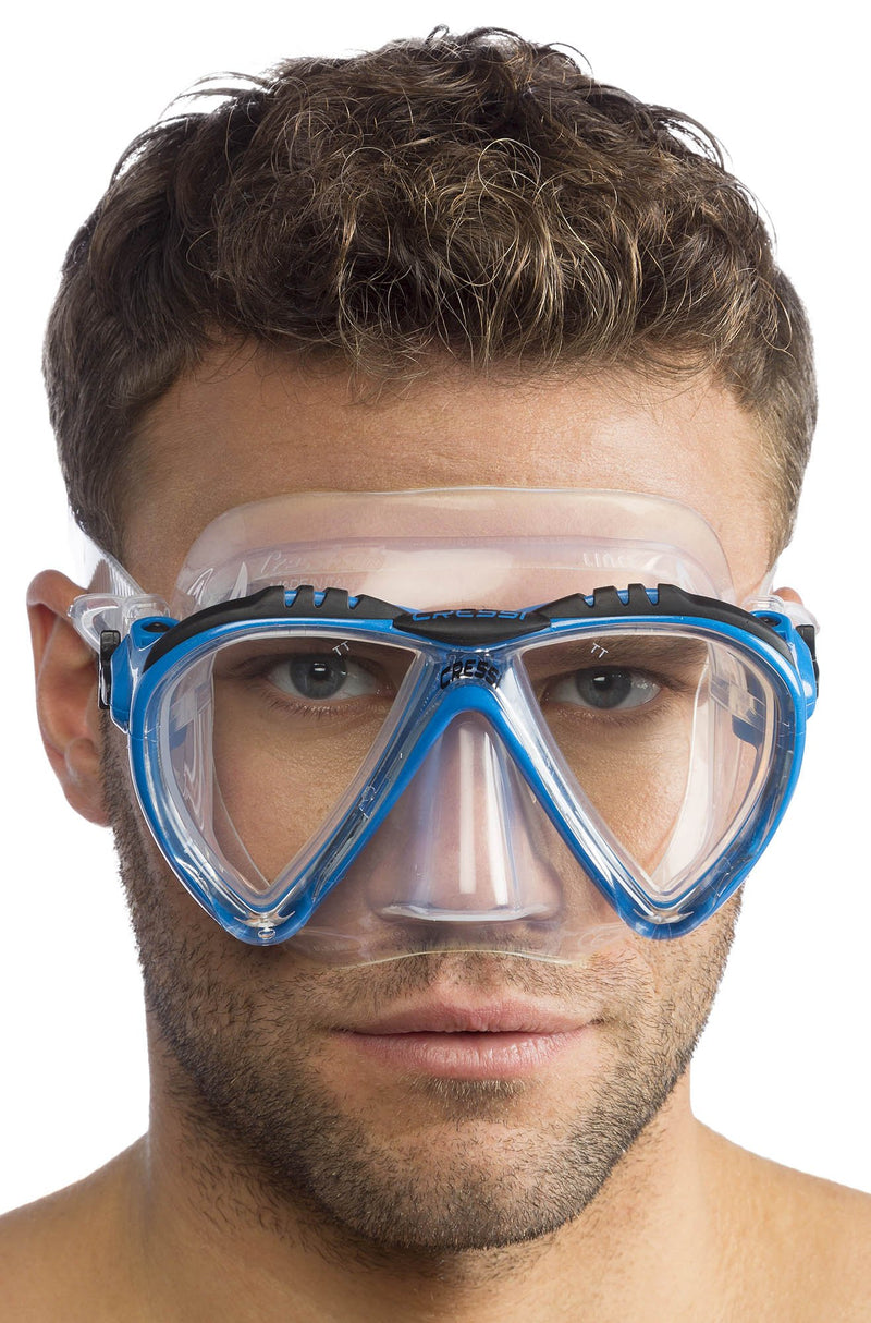 [AUSTRALIA] - Cressi LINCE, Adult Scuba Diving, Snorkeling, and Freediving Mask - Cressi: 100% Made in Italy Since 1946 Clear/Aquamarine 